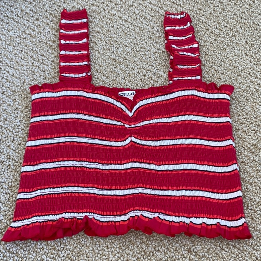 red and white striped tank top